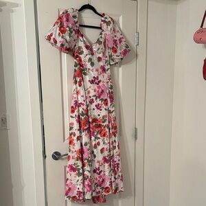 Abercrombie & Fitch Floral Maxi Dress with Puff Sleeves